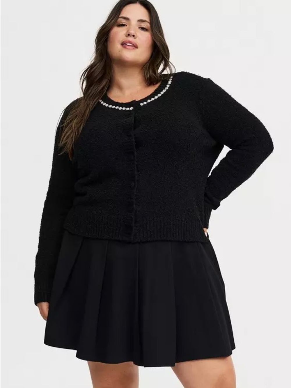 Torrid Boucle Embellished Crew Neck Cardigan Plus Size 3X (22-24) NWT - Picture 4 of 9